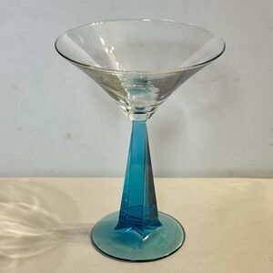 Vintage Bombay Sapphire Martini Glass With A Squared Twisted Tapering Blue Stem